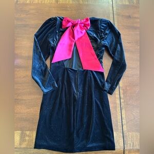 Express velvet mini Dress with pink bow